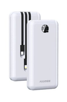 FOOMEE POWER BANK 10000MAH 3 IN 1 CABLE RY10 WHITE