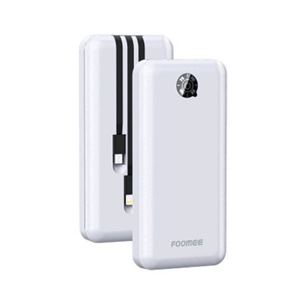 FOOMEE POWER BANK 10000MAH 3 IN 1 CABLE RY10 WHITE